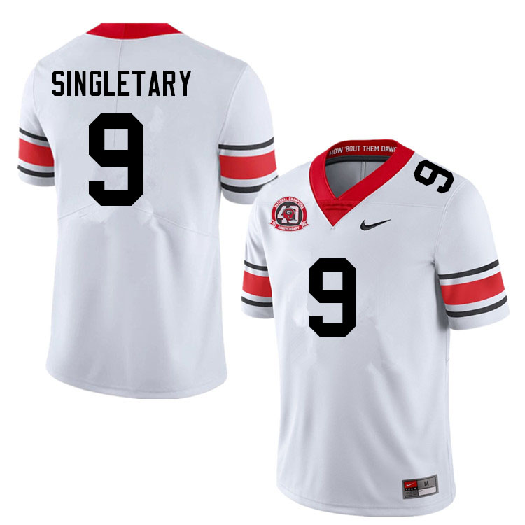 Georgia Bulldogs Men's Jaheim Singletary #9 White 2022 40th Anniversary Stitched College UGA Football Jersey 23NO016TB